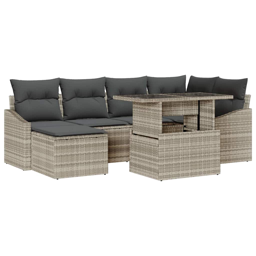 Garten-Sofa-Set mit Kissen 7 pcs Hellgrau und Dunkelgrau